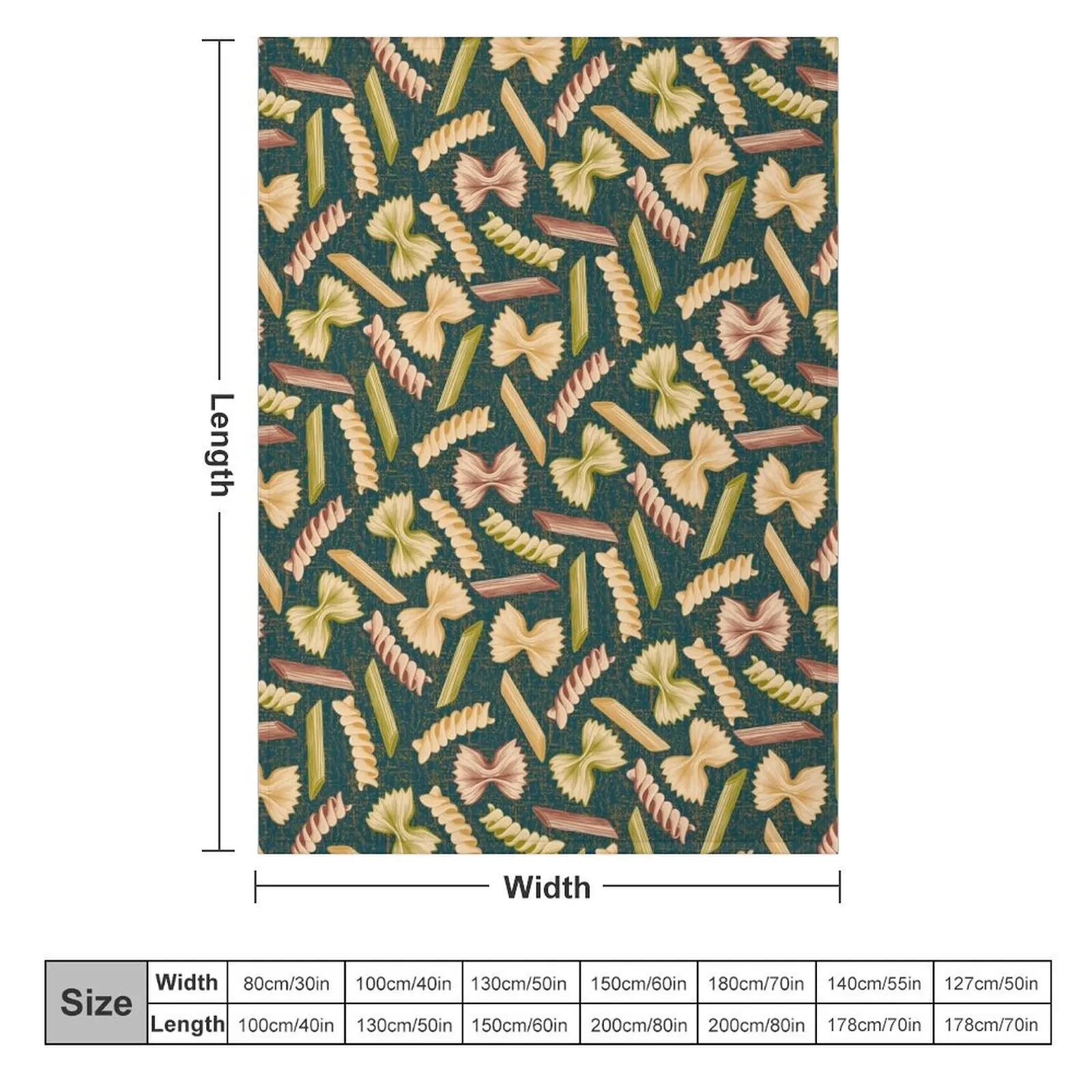 Pasta Party - noodle pattern on dark Throw Blanket Quilt Bed Fashionable Luxury St Furry Blankets