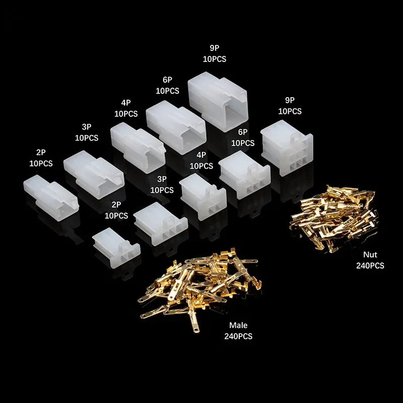 580Pcs/50sets Car Motorcycle Electrical 2.8mm 2/3/4/6/9Pin Wire Terminal Connector Fixed Hook Male Female Terminals