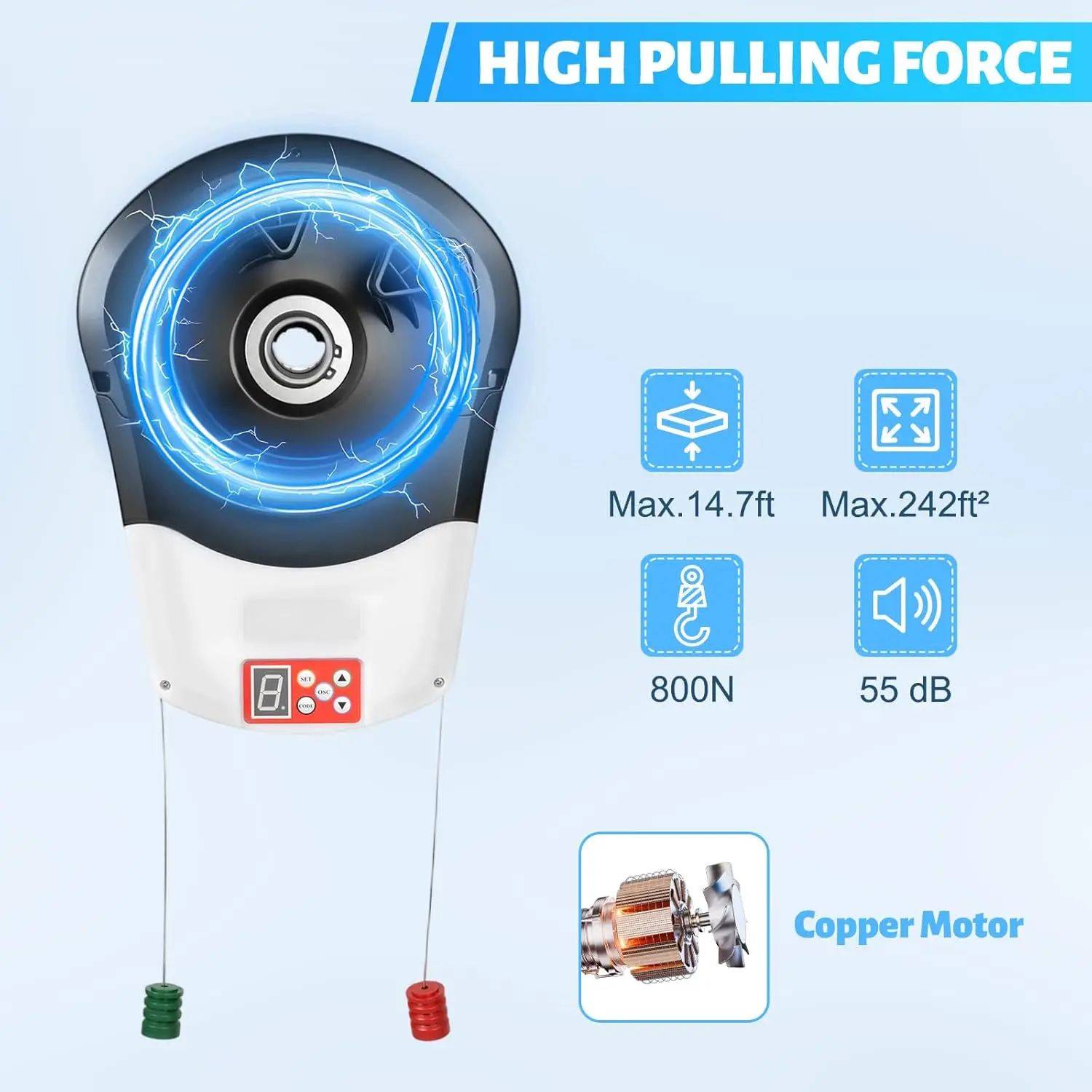 فتحت باب المرآب على الجانب، فتاحة باب دوارة كهربائية، محرك باب المرآب 110 فولت مع جهاز تحكم عن بعدين - أبواب قابلة للطي هادئة 800N