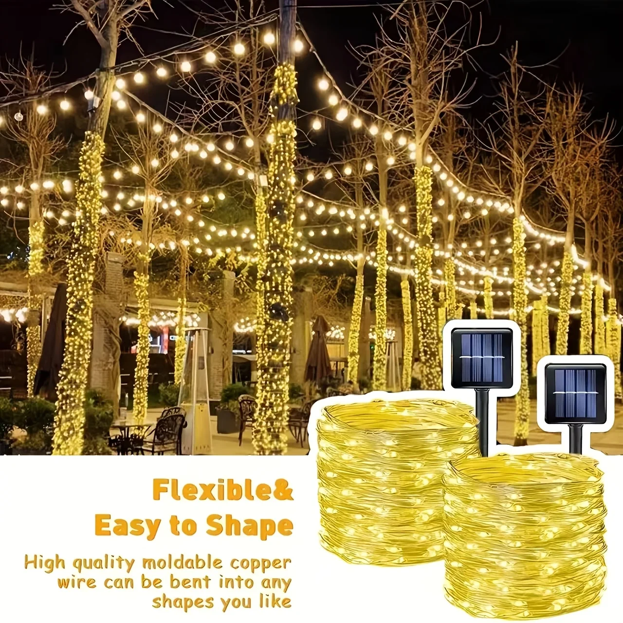 

LED Solar Christmas Halloween Garland Lamp Outdoor Solar Light String Copper Wire 8 Modes Wedding Party Home Garden Decoration