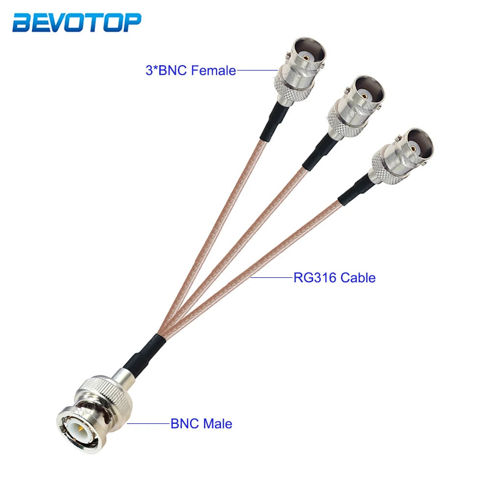 

1Pcs RG-316 BNC Splitter Cable BNC Male to 3*BNC Female Jack Connector 50 Ohm Extension Cable RG316 RF Coaxial Jumper Pigtail