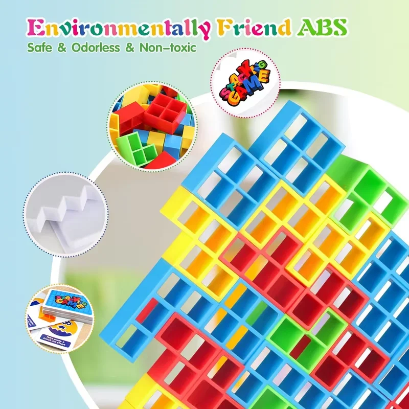 Jogo de empilhamento para crianças, bloco de construção, jogo de festa, brinquedos, bloco de tetris alto, bloco de equilíbrio de mesa, quebra-cabeça empilhados, jogo de tabuleiro