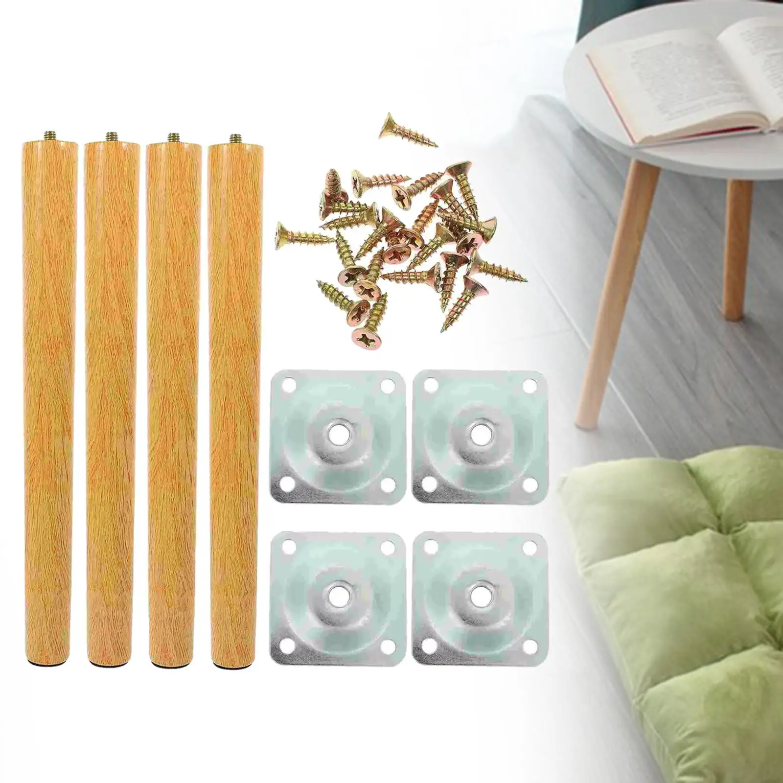 4Pcs Wood Furniture Legs Wood Table Legs Premium Replacement with Screws