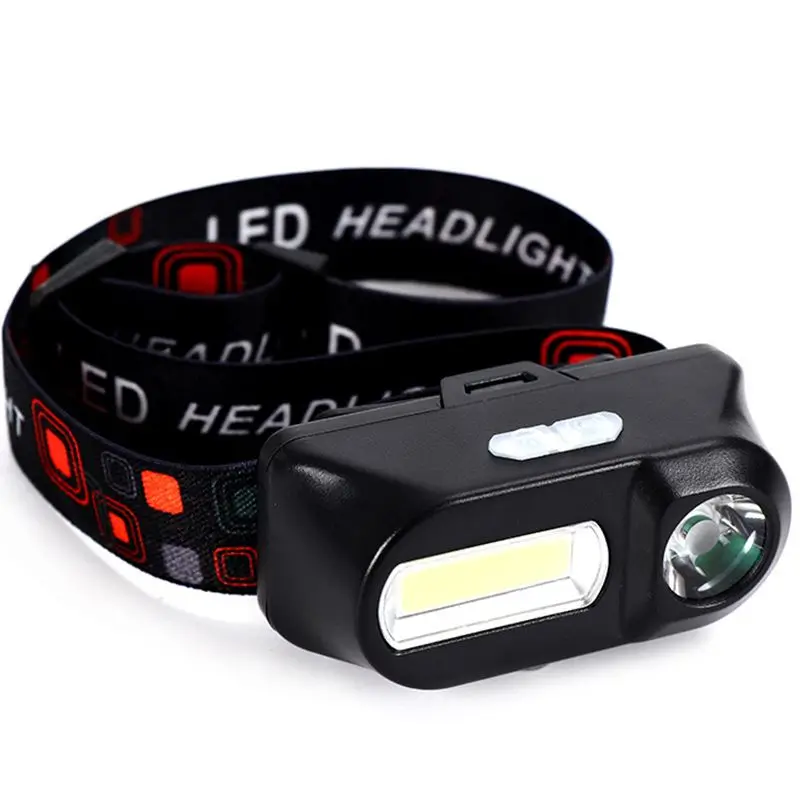 Lanterna portátil do farol com diodo emissor de luz branco, tocha recarregável da lanterna do farol da pesca da lâmpada principal de acampamento de usb