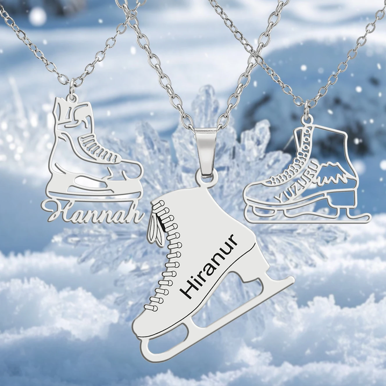 

Custom Name Skate Shoe Pendant Necklace Personalized Letter Stainless Steel Charm Choker Custom Skating Gift For Women