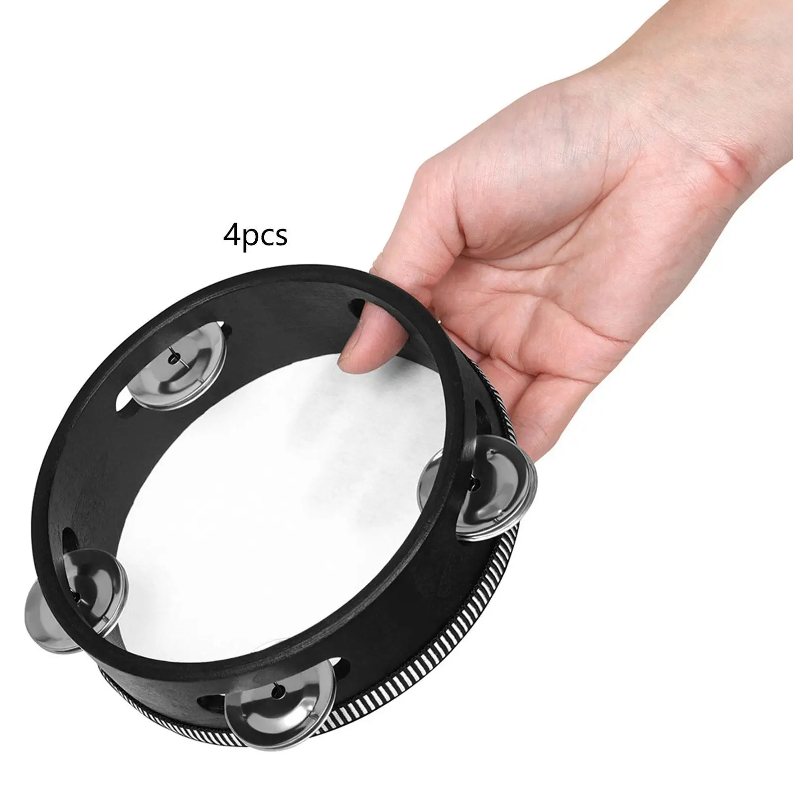 

4Pcs Tambourine 10" 8" 6" 4'' for Kids Adults Musical Instrument Handbell Clap Drum for Concert Singing Holiday Dancing Party