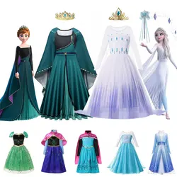 Vestido de princesa de Frozen de Disney para niñas, traje de baile de malla con lentejuelas blancas, ropa de carnaval, Cosplay para niños, Reina de la nieve, Elsa y Anna