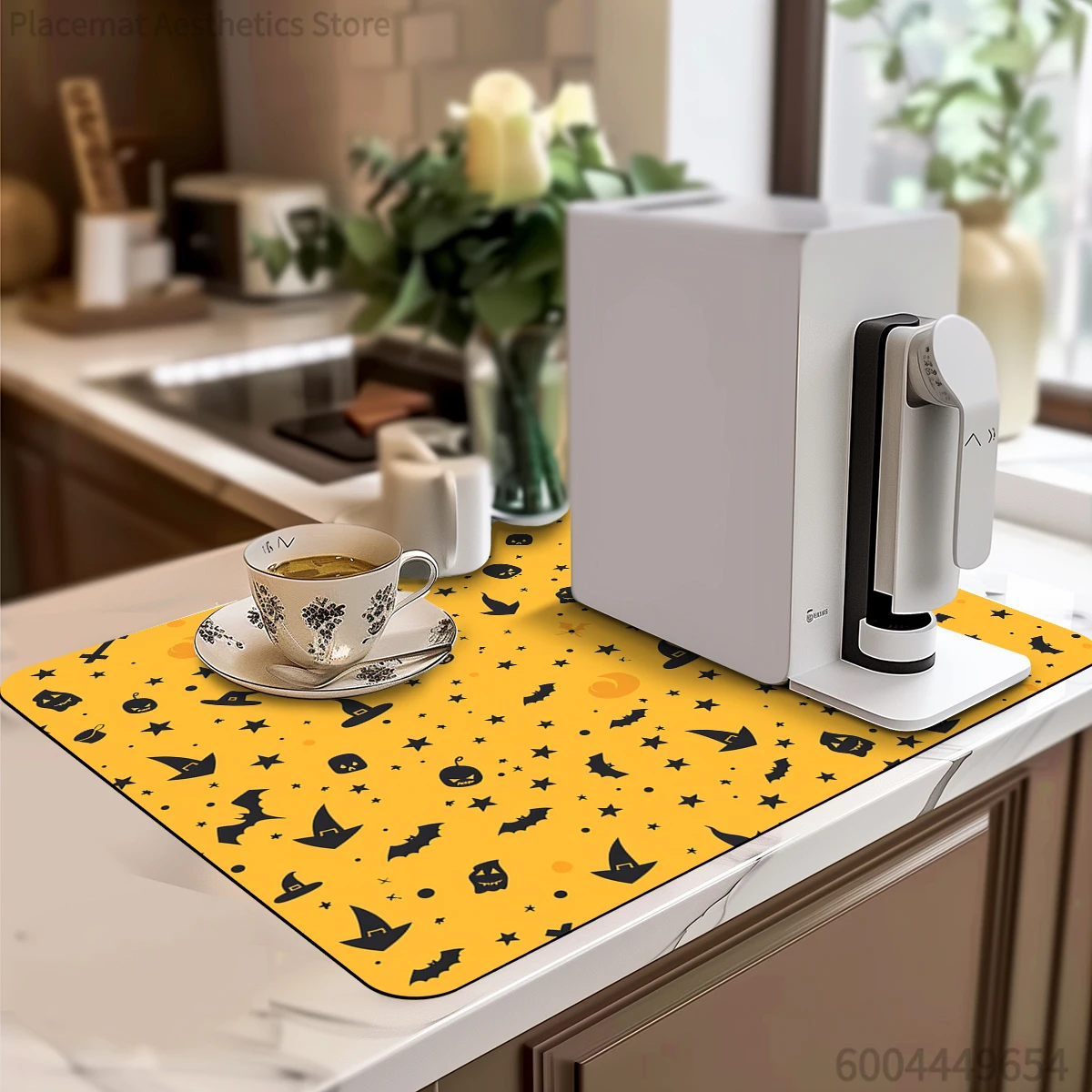 Kitchen Absorbent Drying Mat Halloween Silhouette Bat Ghost Kitchen Table Decoration & Accessories Color Pattern Tables Mats