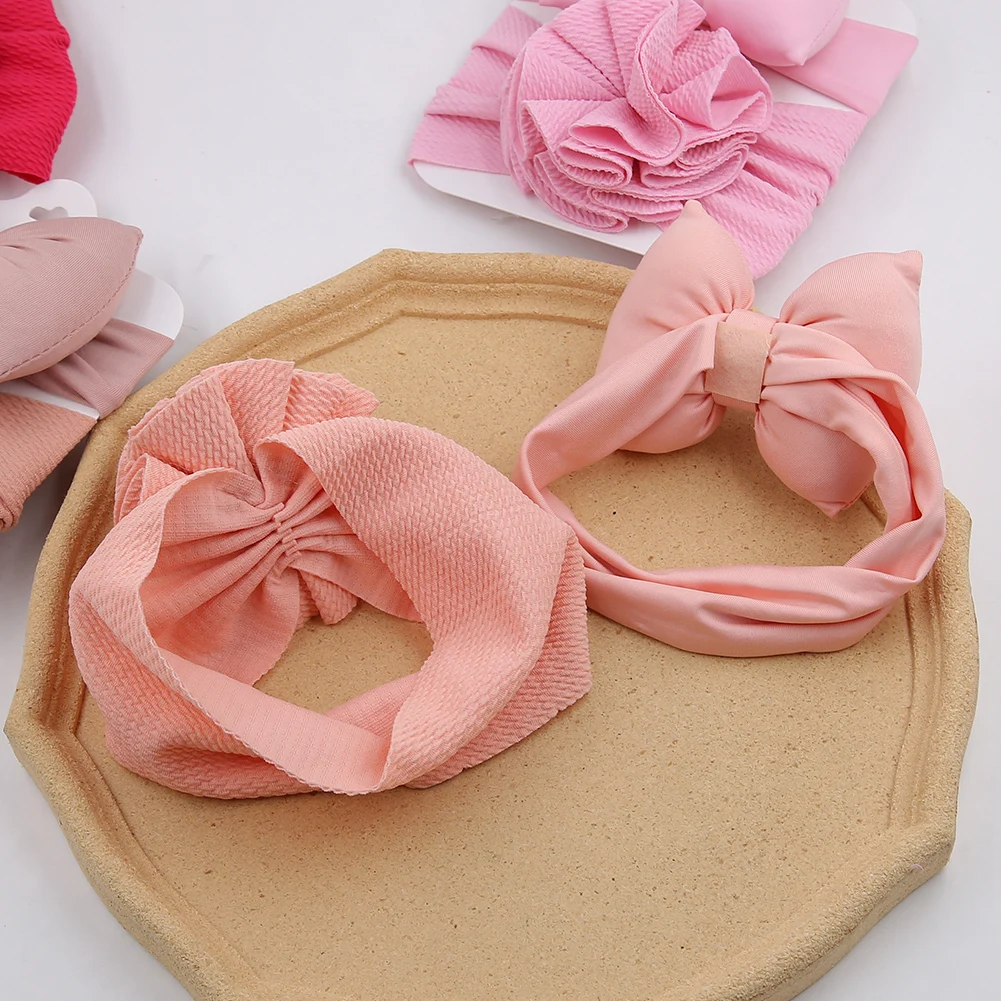 2Pcs/Set Big Bow Baby Girls Headbands Blossom Flower Bullet Hair Bands Sweet Headwraps Kids Photography Props Hair Accesories