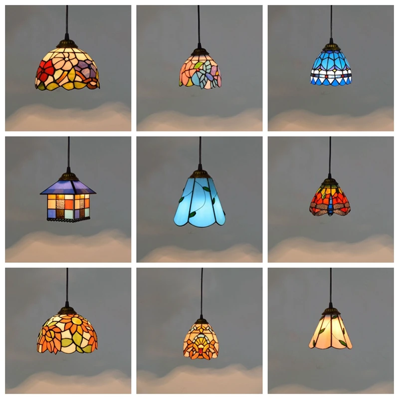 Milk tea shop American glass European bar French retro restaurant corridor bedside chandelier
