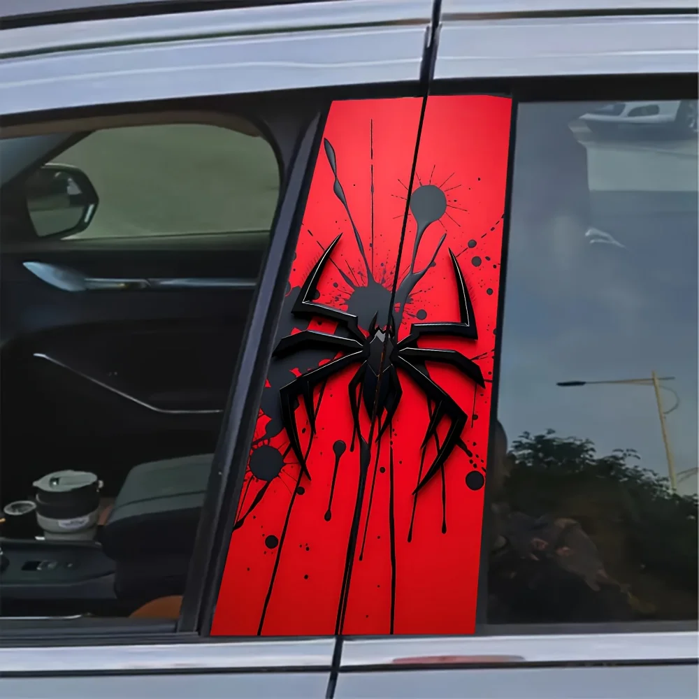 2 Spider Marking Stickers - Waterproof and Scratchy, Suitable for B-pillar External Accessories, Self Adhesive, Disposable