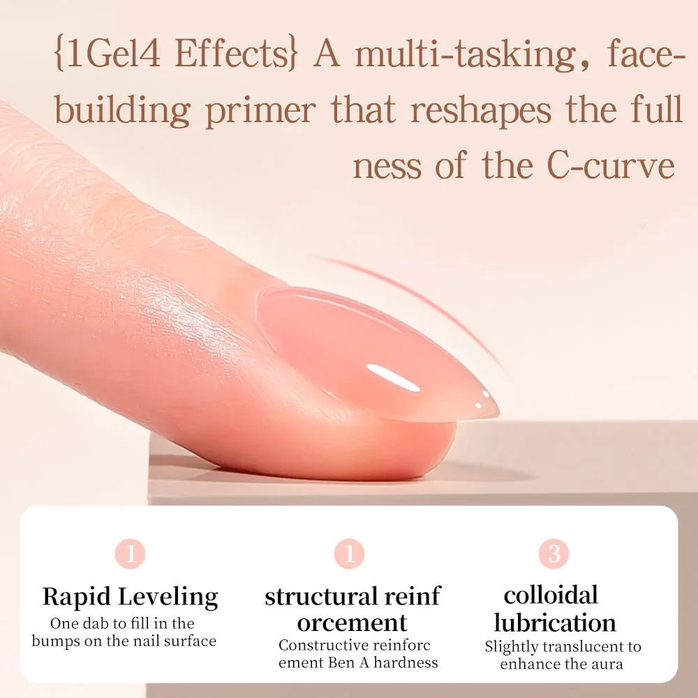 20ml Nail Builder Gel 4-in-1 Soak Off UV/LED Gel Natural Clear Base Gel DIY Strengthening Nail Salon Art Design