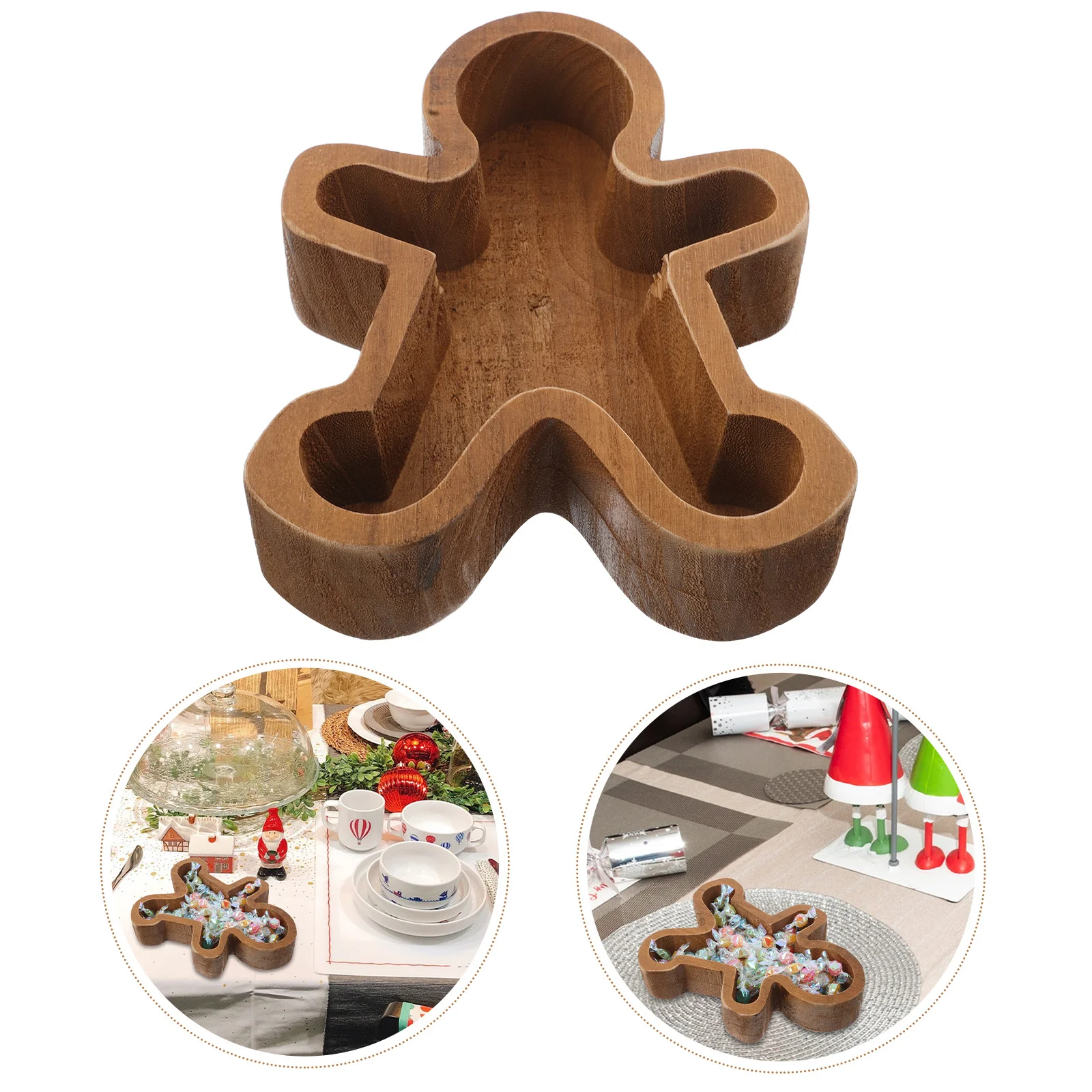 

Holiday Wooden Serving Tray Gingerbread Shaped Board for Christmas Cookies Charcuterie Cheese Snack Display Festive Table