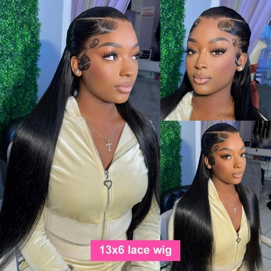 Smooth Straight Human Hair Lace Wigs 4X4 Lace Closure Wig 13x4 13x6 Lace Frontal Wig Remy HD Lace Front Wig 30 32 36Inch