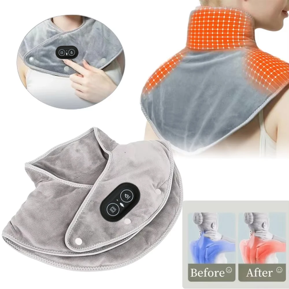 Shoulder Neck Electric Heating Pad Massager USB Cervical Brace Wrap Thermal Compress Warm Back Brace Support Relief Fatigue Tool