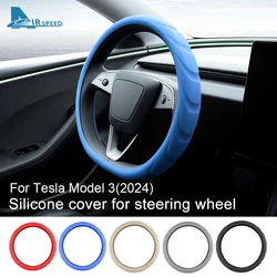 Silicone Car Steering Wheel Cover For Tesla New Model 3 Highland 2024 Booster Anti-skid Protect Shell Interior Accessories