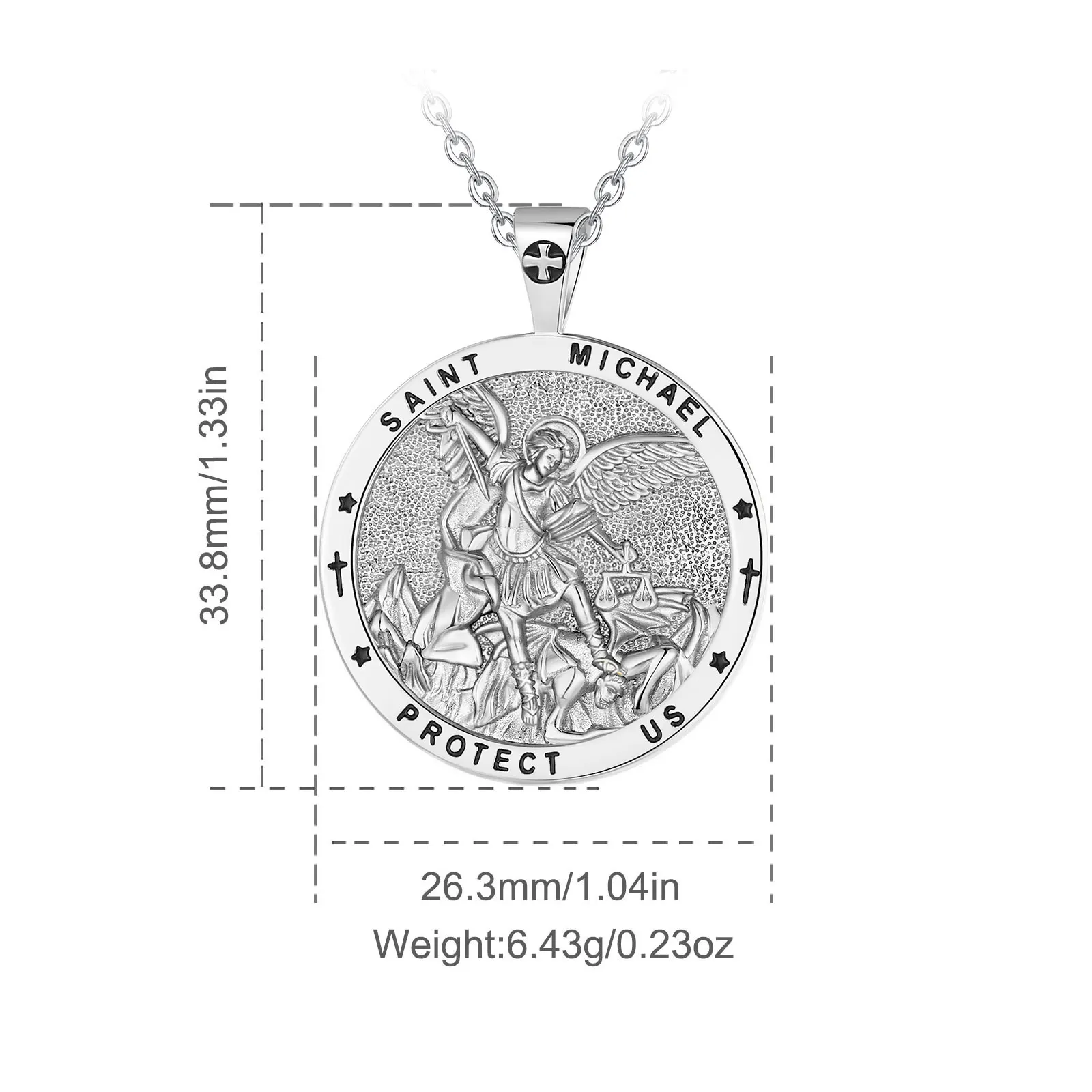 Eudora 925 Sterling Silver Saint Michael Archangel Necklace Cross Pendant Christian Amulet Exquisite Jewelry for Men Women