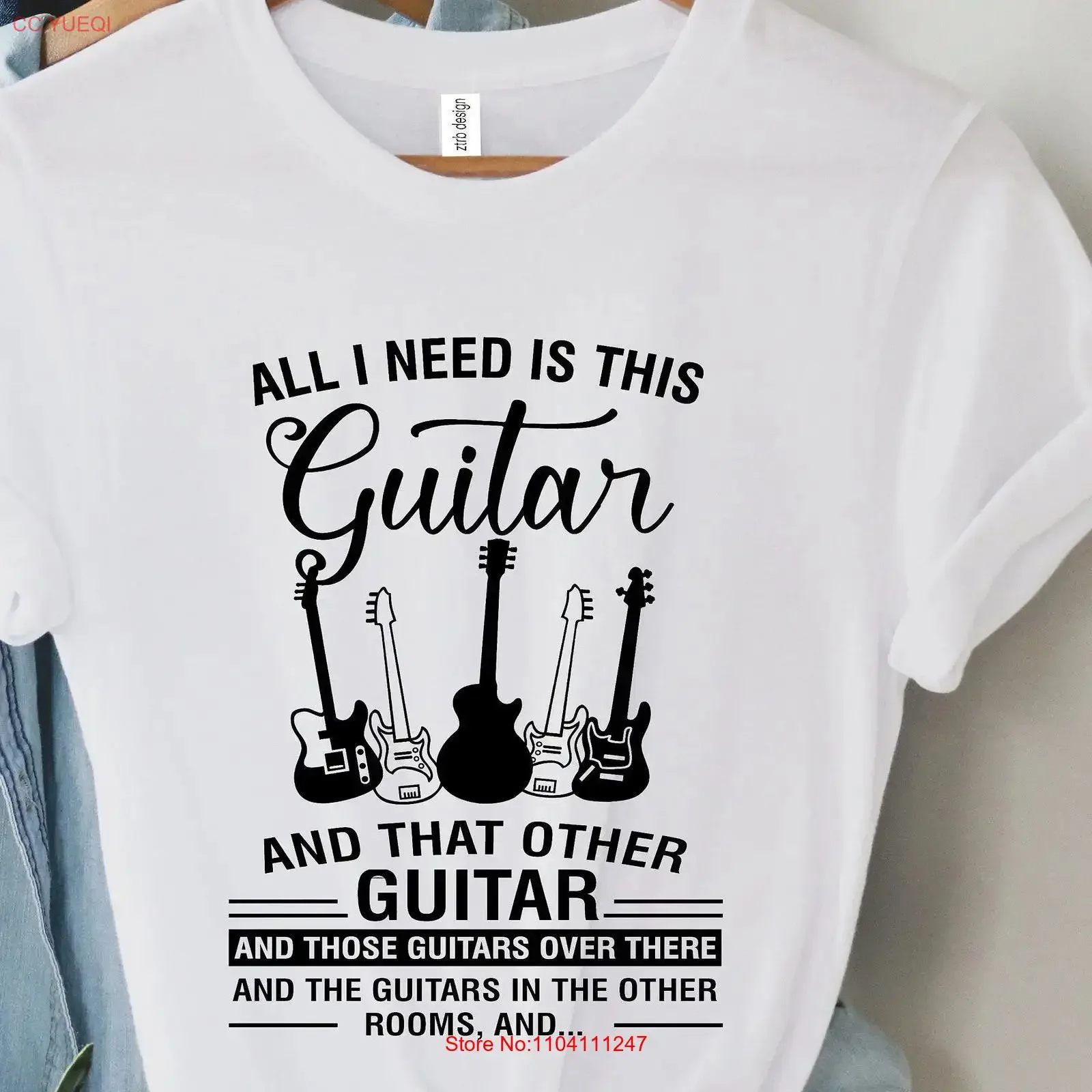 Guitar for Player Lover Guitarist T Shirt Acoustic vintage Washed Slightly Stretched Casual Stylish Breathable Comfortable