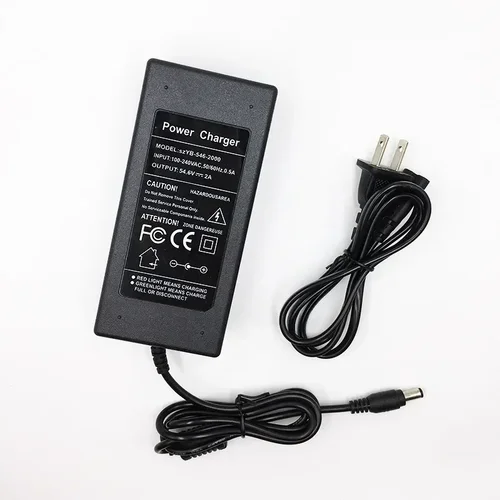 Imagen 2 del producto Cargador de batería de litio de 54,6 V 2A, cargador de bicicleta eléctrica de 54,6 V 2A para batería de iones de litio de 13S y 48V, cargador de enchufe UE/EE. UU. de alta calidad
