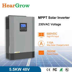 HearGrow MPPT Hybrid Solar Inverter 48V 5500W Pure Sine Wave 230VAC 100A Solar Battery Charger