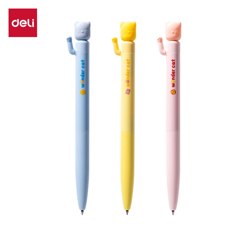 

Deli 3/6/9pcs 0.5mm Black Ink Quick-drying Cute Gel Pen School Student Supplies Office Supplies Stationery Signing Pen Gift