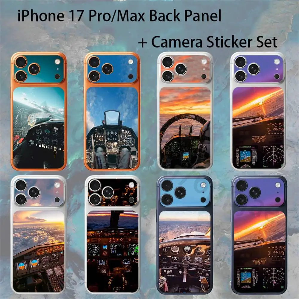 

Aeroplane Pilot Cockpit For iPhone 17 Pro /Pro Max Battry Back Cover with Camera Decal Skin Rear Protective Sticker Film