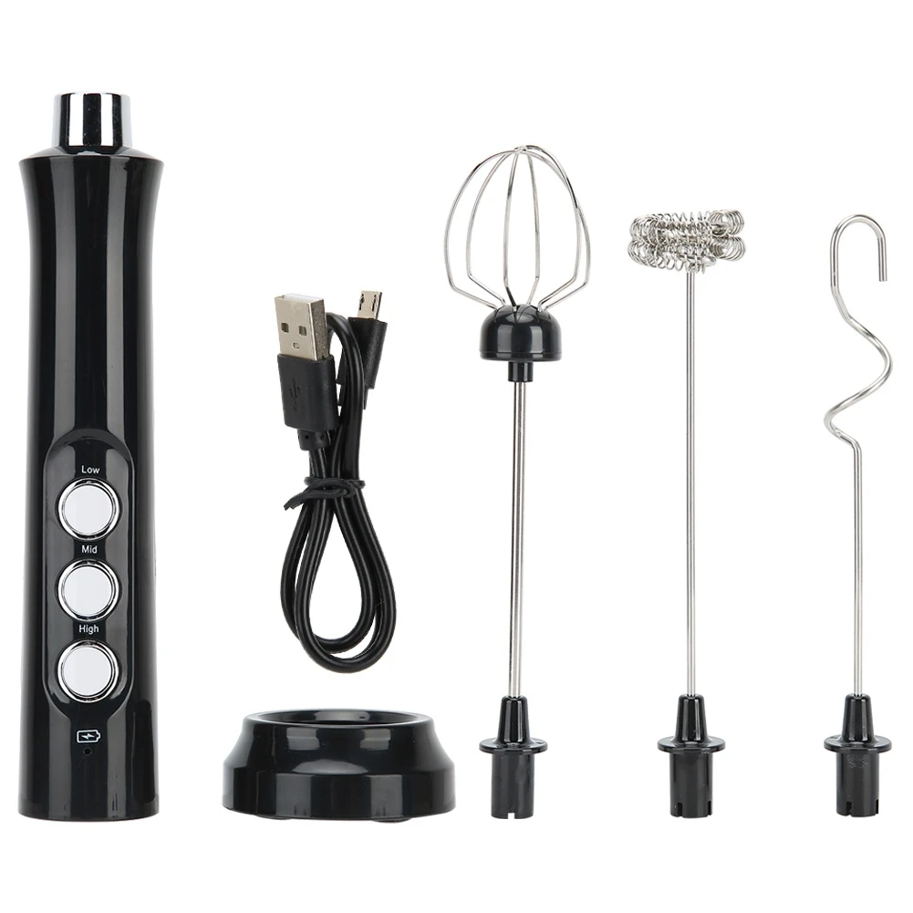 Electric Milk Frother Handheld Automatic Egg Beater Milk Shaker USB Charging