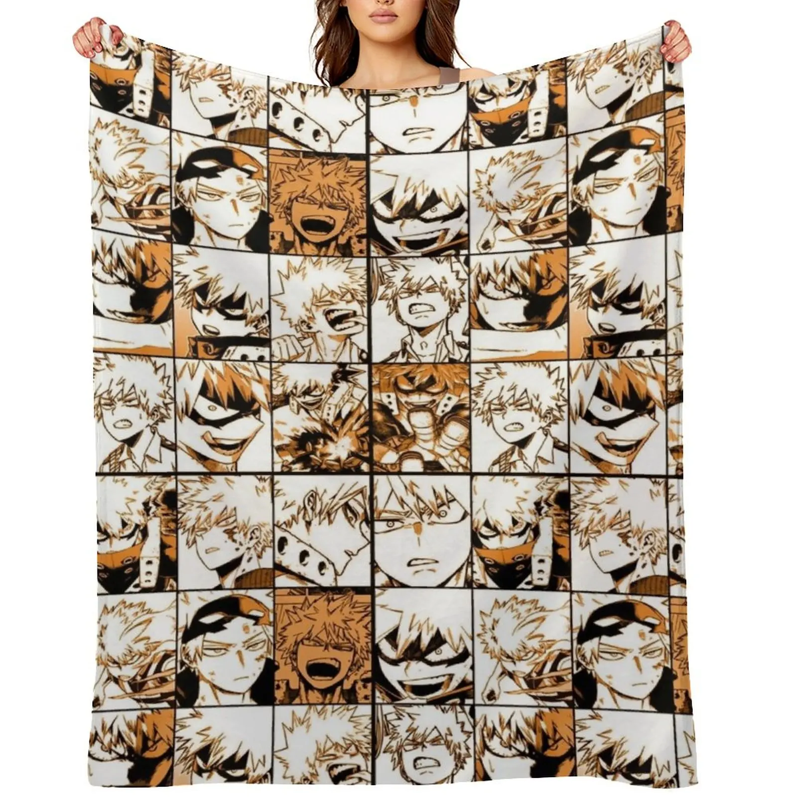 

Bakugo Katsuki collage Throw Blanket Bed linens valentine gift ideas Warm for babies Blankets