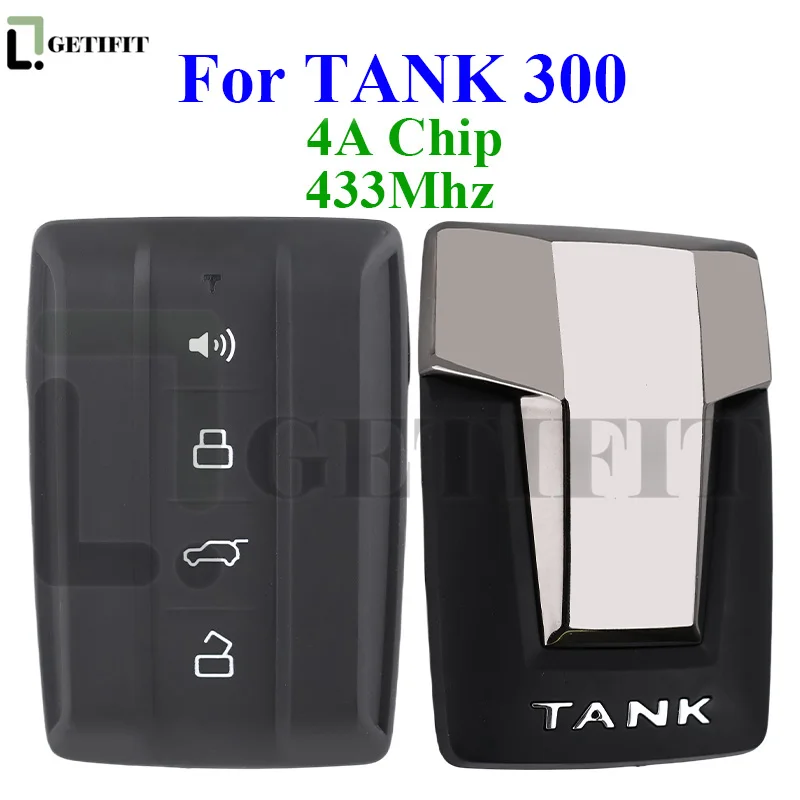 Auto Car Key with 47/4A Chip Fit For Great Wall GWM TANK 300 433Mhz 4 Buttons  Intelligent Smart Remote Control Car Fob