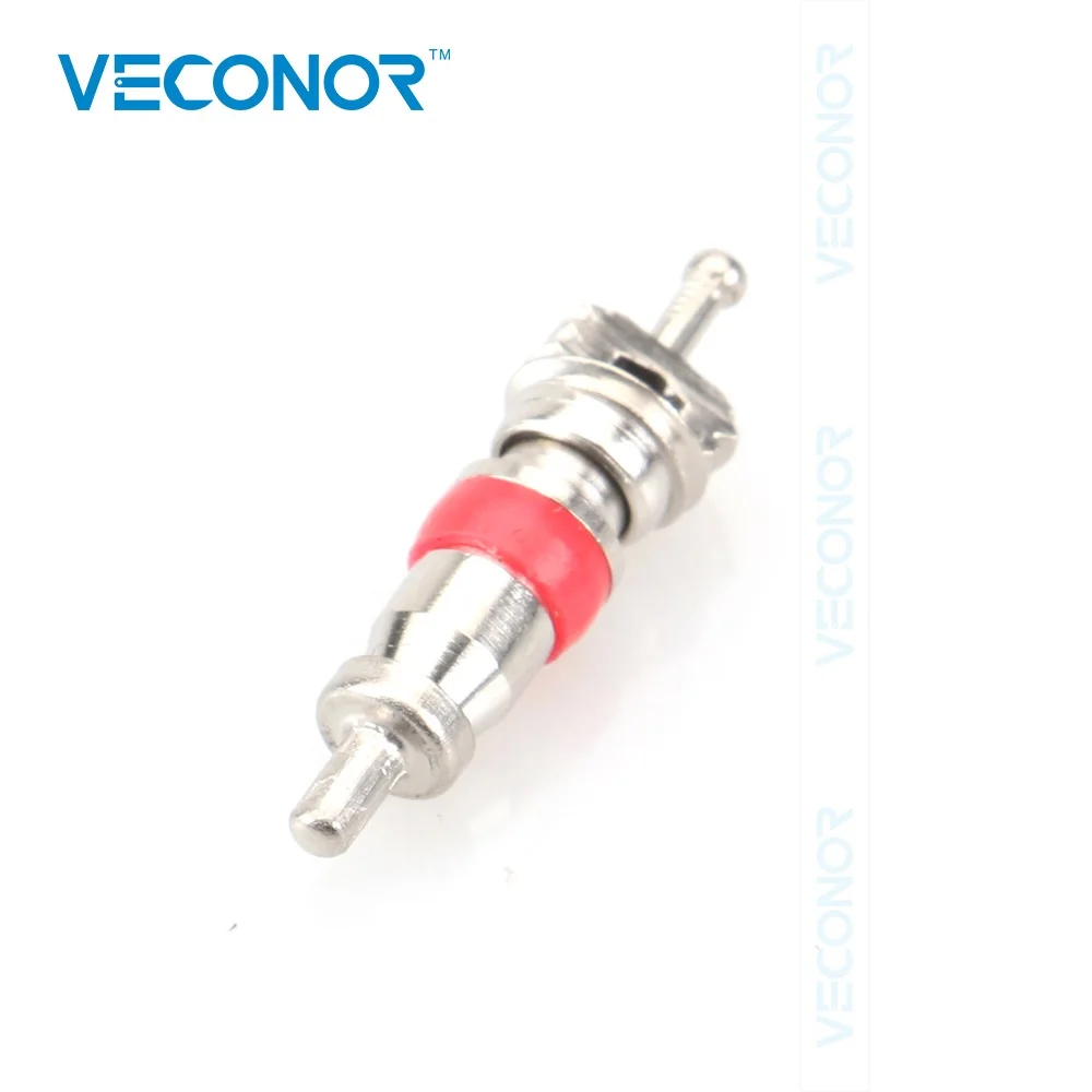 Veconor 1000Pcs Metal Silver Tone Red Car Truck Tire Tyre Valve Stem Core Replacement Part Zinc Plated Surface