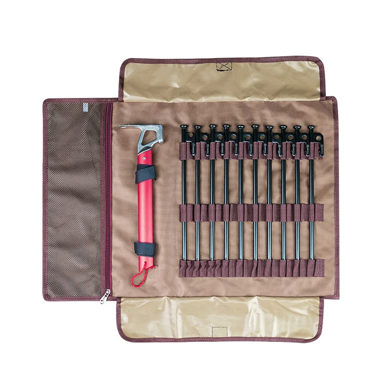 Camping Ground Nail Hammer Set, High-Strength Carbon Steel, Camp Tent Nails, Outdoor Tools, with Storage Bag