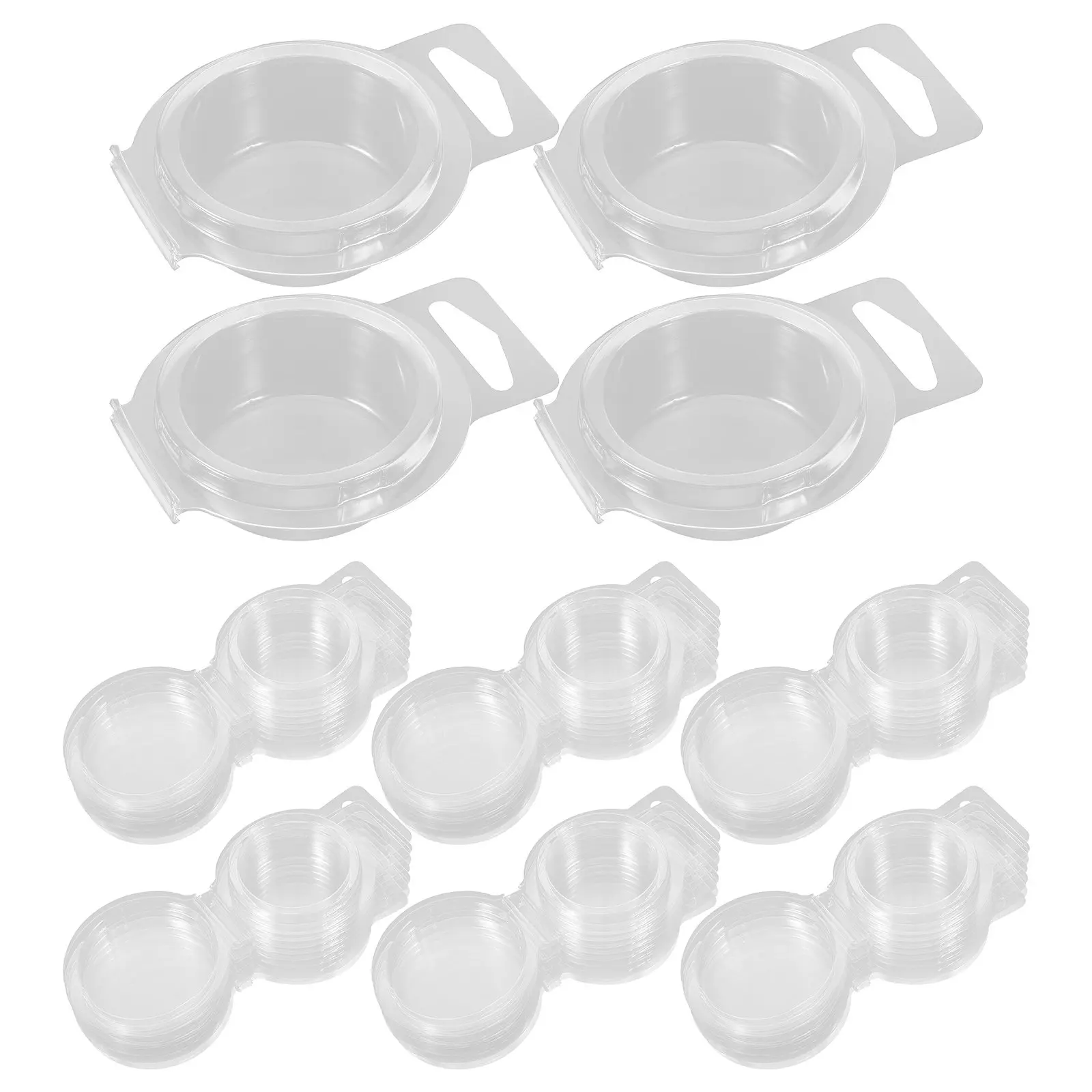 

100Pcs Wax Melt Molds Transparent Multi-Function Clamshell Containers Cube Mold for DIY Soap Wax Packaging Storage