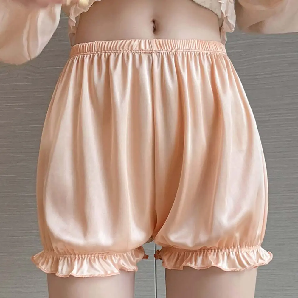 

Safety Pants Ice Silk Ruffled Summer Loose Short Pants Satin Pajamas Shorts Safety Short Pants Leggings Pumpkin Shorts Pants