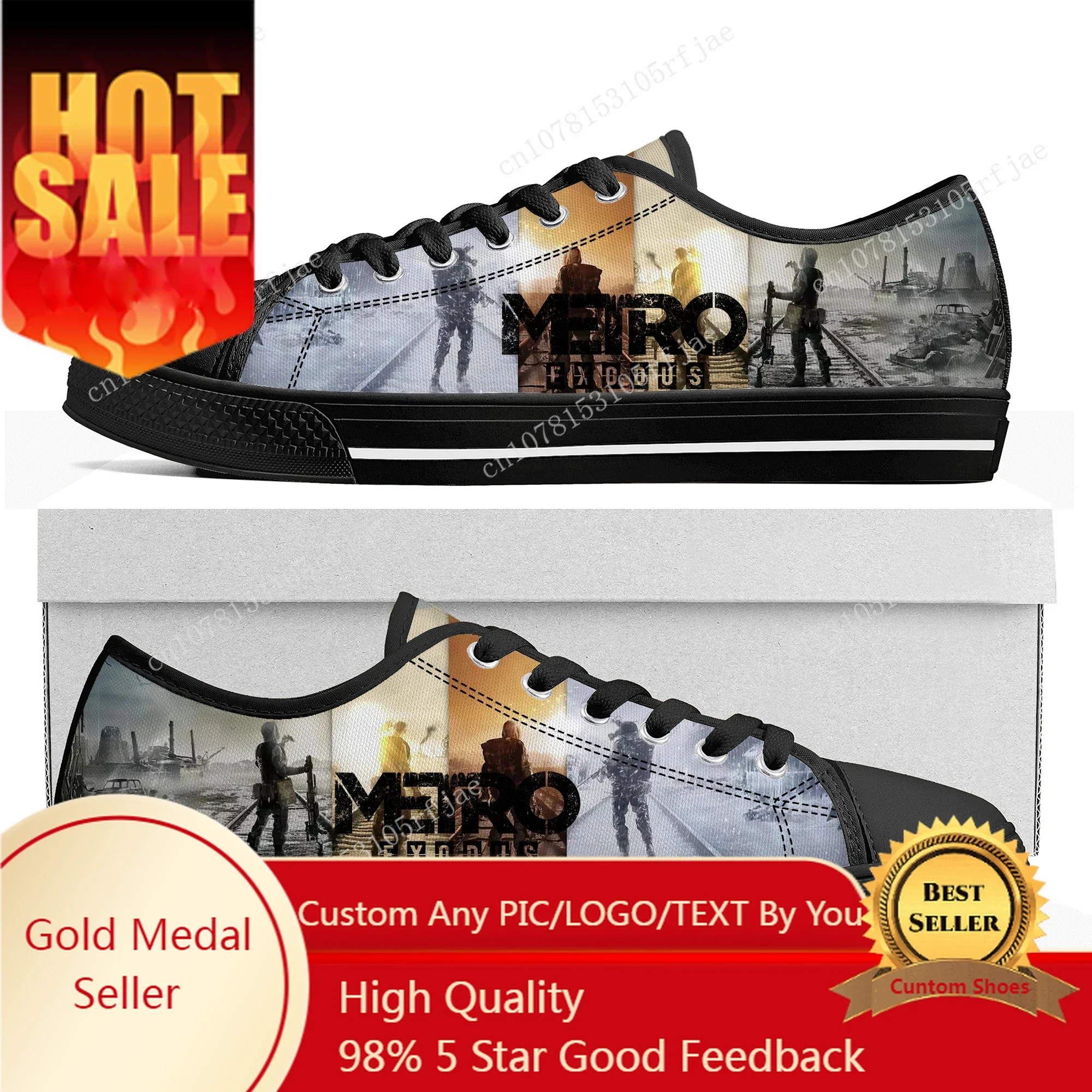 

Metro Exodus Custom Low Top Sneakers Hot Cartoon Game Womens Mens Teenager Shoes Casual Tailor Made Canvas Sneaker