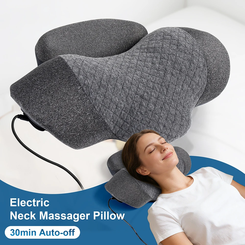 

3-in-1 Electric Neck Shoulder Massage Pillow Vibration Neck Massage Pillow With Traction Neck Back Relaxation For Sleeping