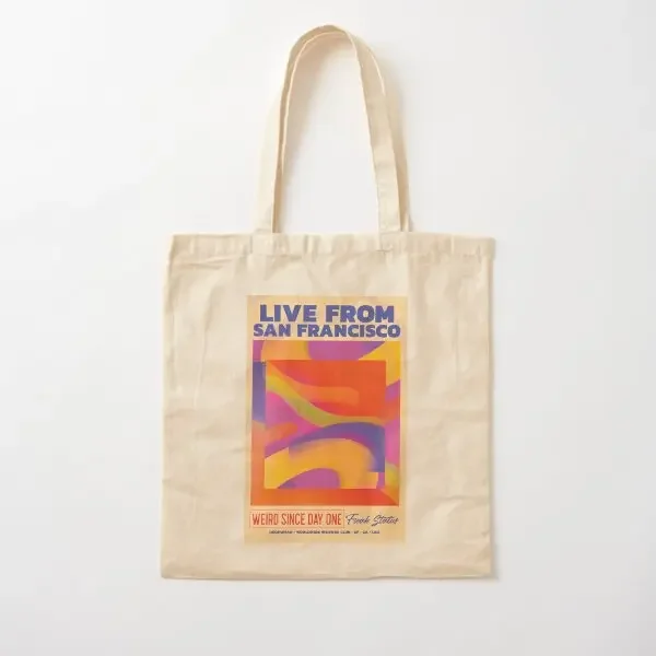 

Хлопковая холщовая сумка Live From San Francisco, продуктовая дорожная сумка на плечо, женская многоразовая модная повседневная сумка-тоут с принтом