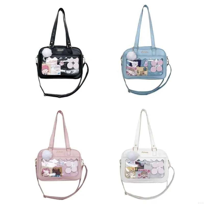 

D46D Ita Bag Сумки на плечо Женские сумки из искусственной кожи Harajuku Японский прозрачный JK Большая вместительная сумка-тоут