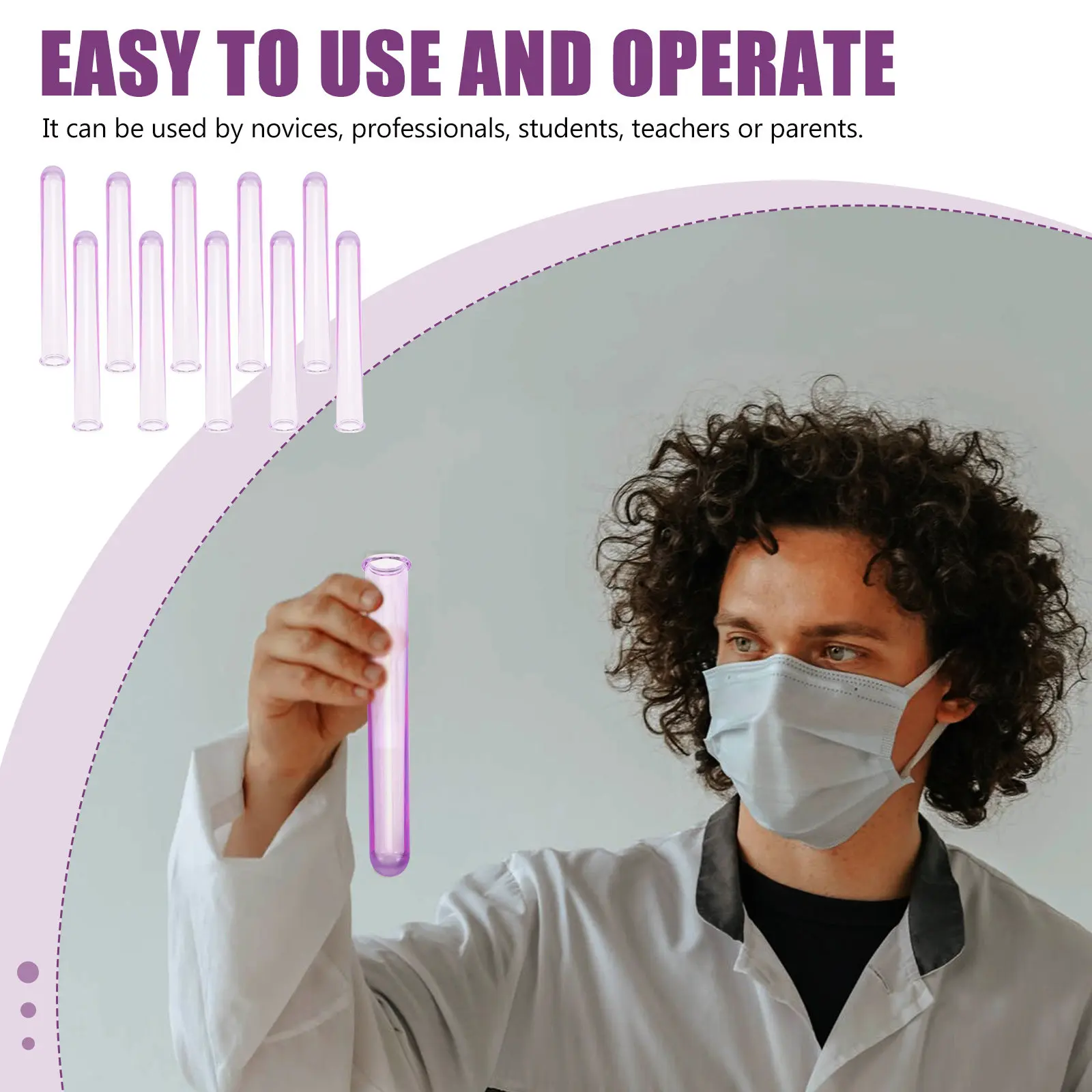 

10Pcs Acrylic Test Tubes Household Science Laboratory Chemical Tube Multi-Function Sample Tube for Hydroponics Experiment