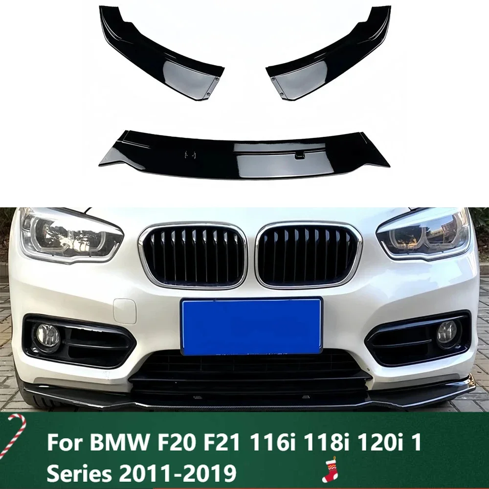 

New！For BMW F20 F21 116i 118i 120i 1 Series 2011-2019 Carbon Look Body KitsGlossy Black Car Front Bumper Splitter Lip Side Spoil