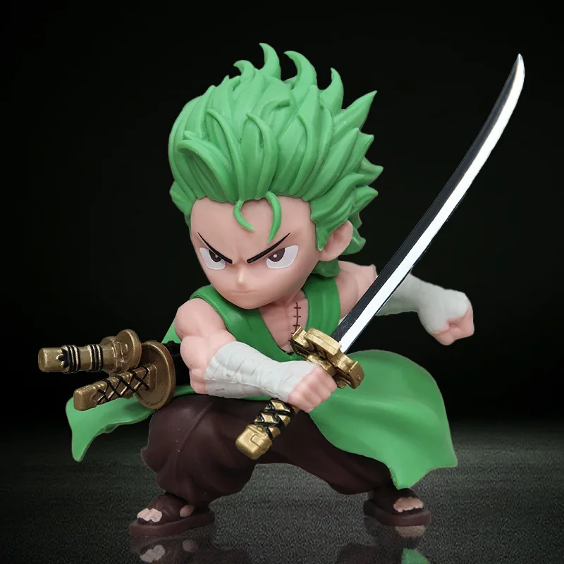 หนึ่งชิ้นรุ่น GK มีด Q-Version ที่แกว่ง Zoro แบบใช้มือถือเครื่องประดับโมเดลการ์ตูนอนิเมะตุ๊กตาของขวัญสำหรับเด็ก