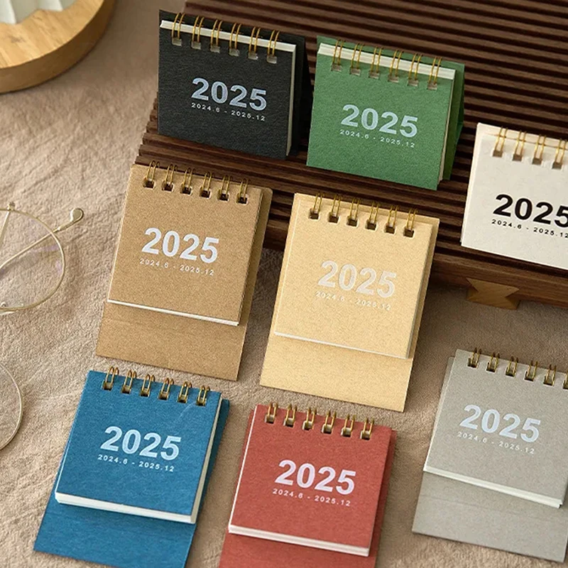 2025 Mini Simple Small Desk Calendar Pocket Portable Calendar Punch Plan Desktop Decoration