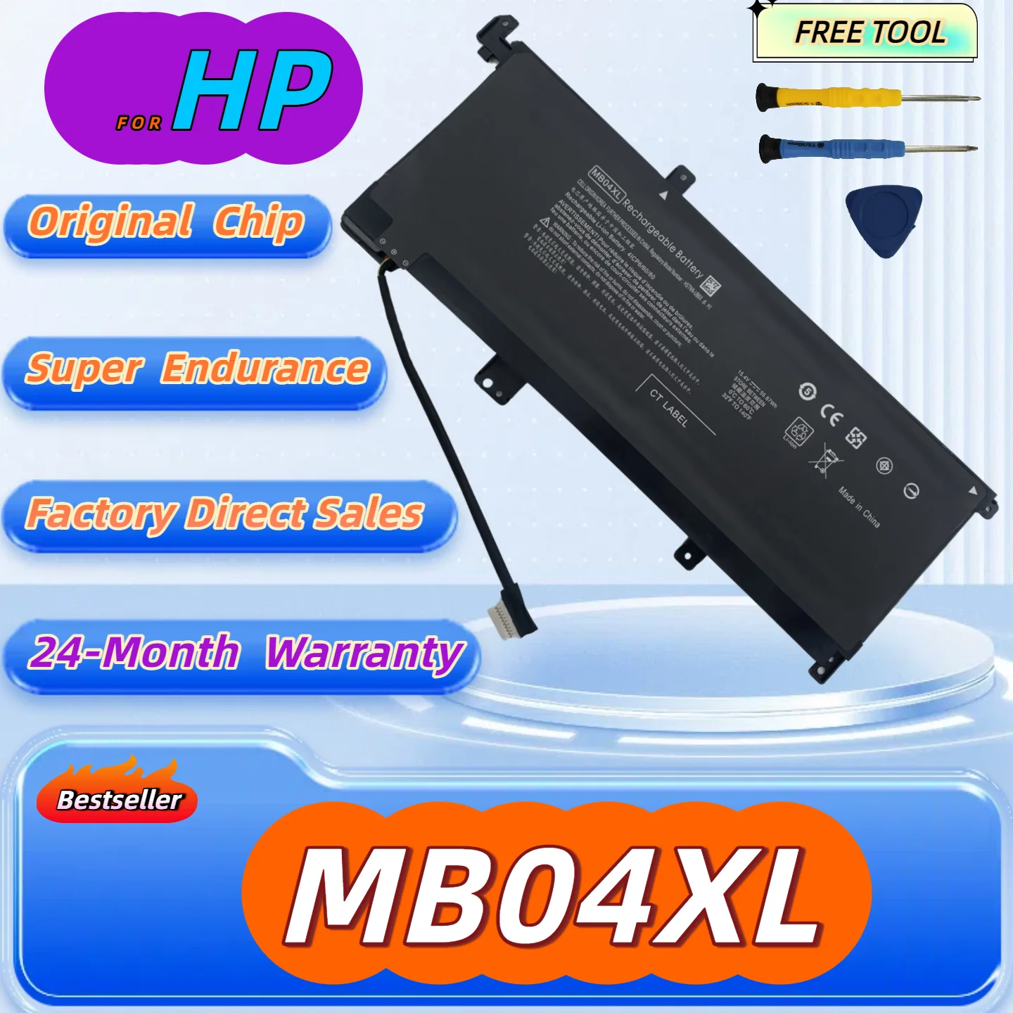 

MB04XL Laptop Battery For HP Envy X360 Convertible M6-AQ000 M6-AQ105DX M6-AQ003DX Free Tool+24M Warranty