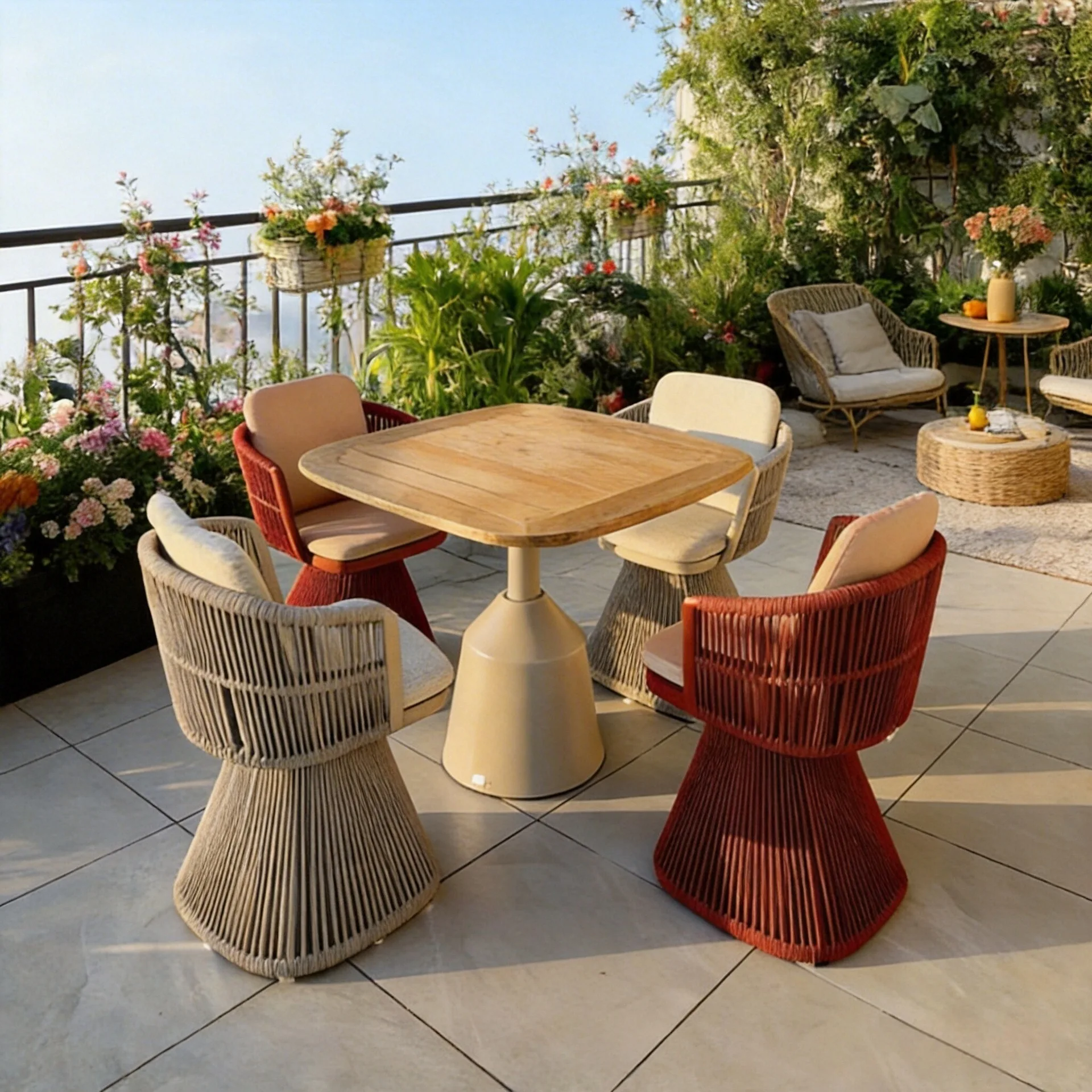 Outdoor tables and chairs, garden woven rattan chairs, terrace aluminum alloy simple single rotating chair