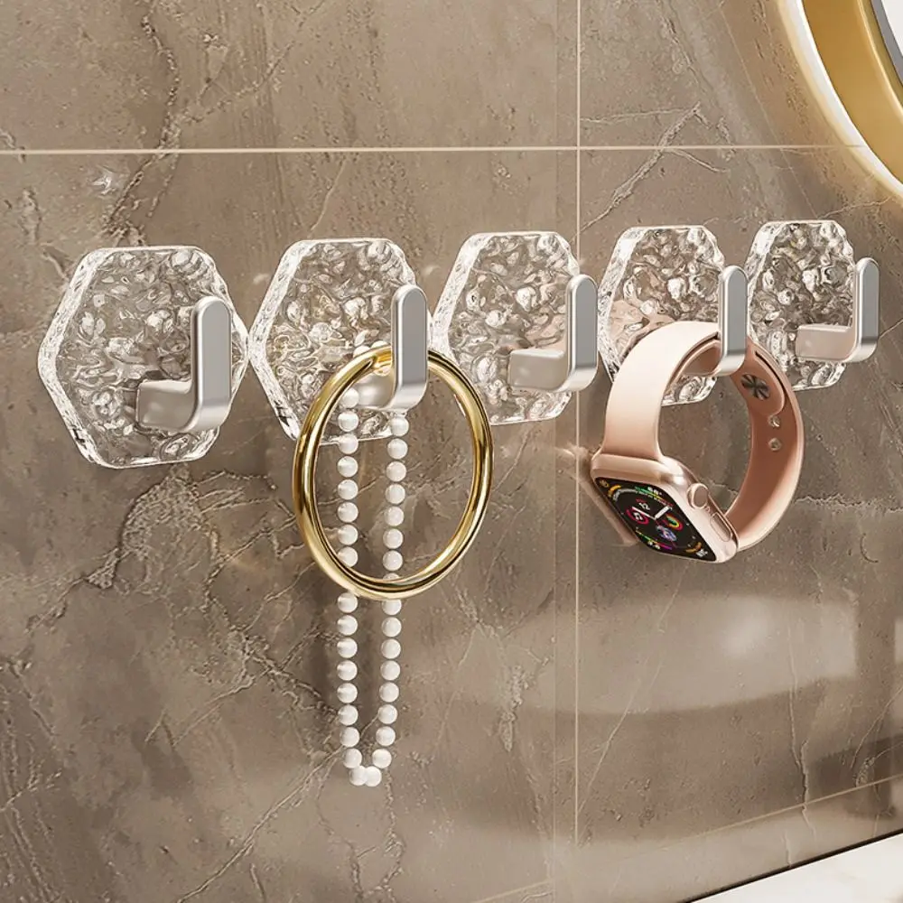 10pcs Creative Transparent Wall hanging Hook Wall Mounted Self Adhesive Storage Rack Waterproof Punch-Free Key Hooks Bag