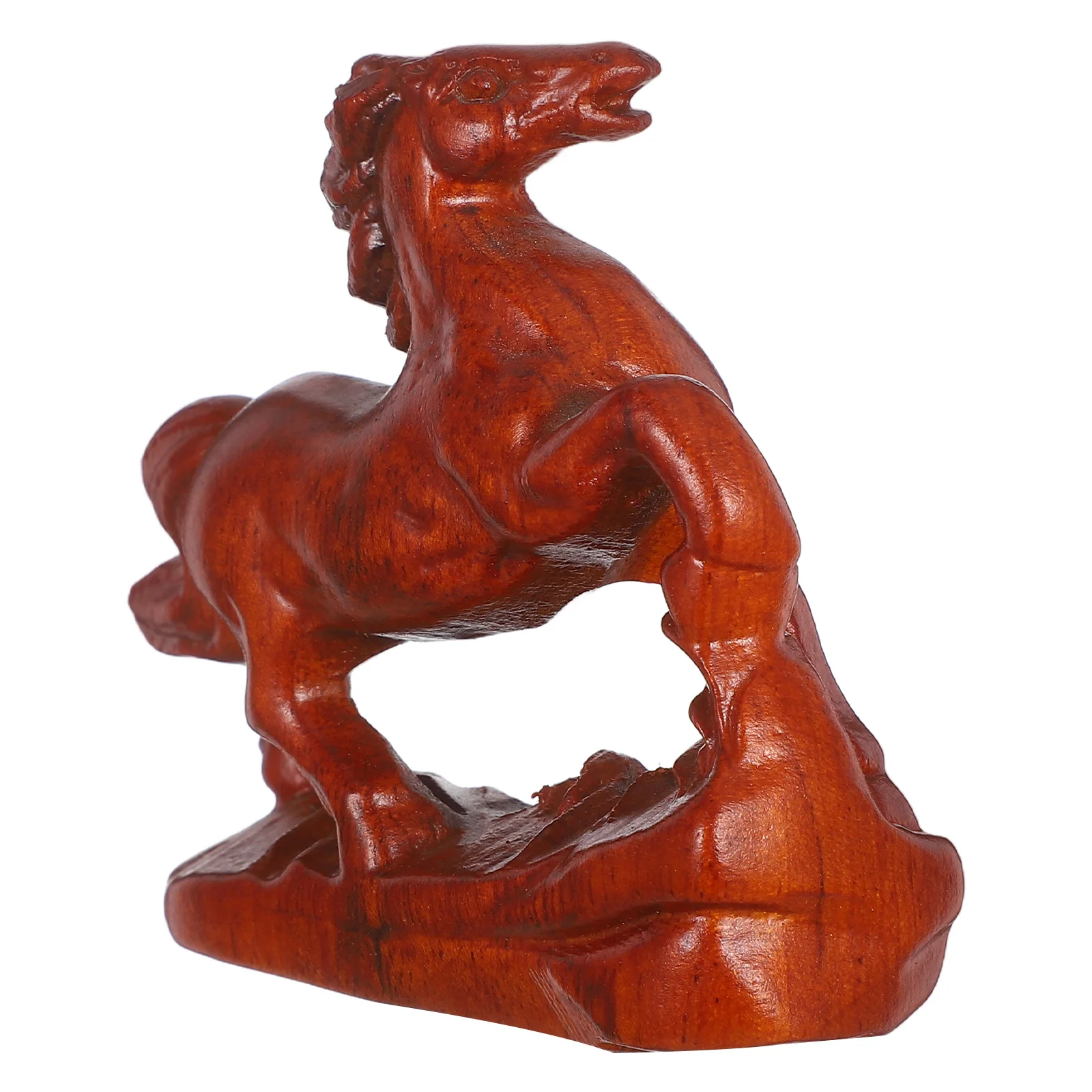 

Wooden Horse Statue Handcarved Chinese Zodiac Figure Home Office Decor Wooden Animal Sculpture Feng Shui Figurine