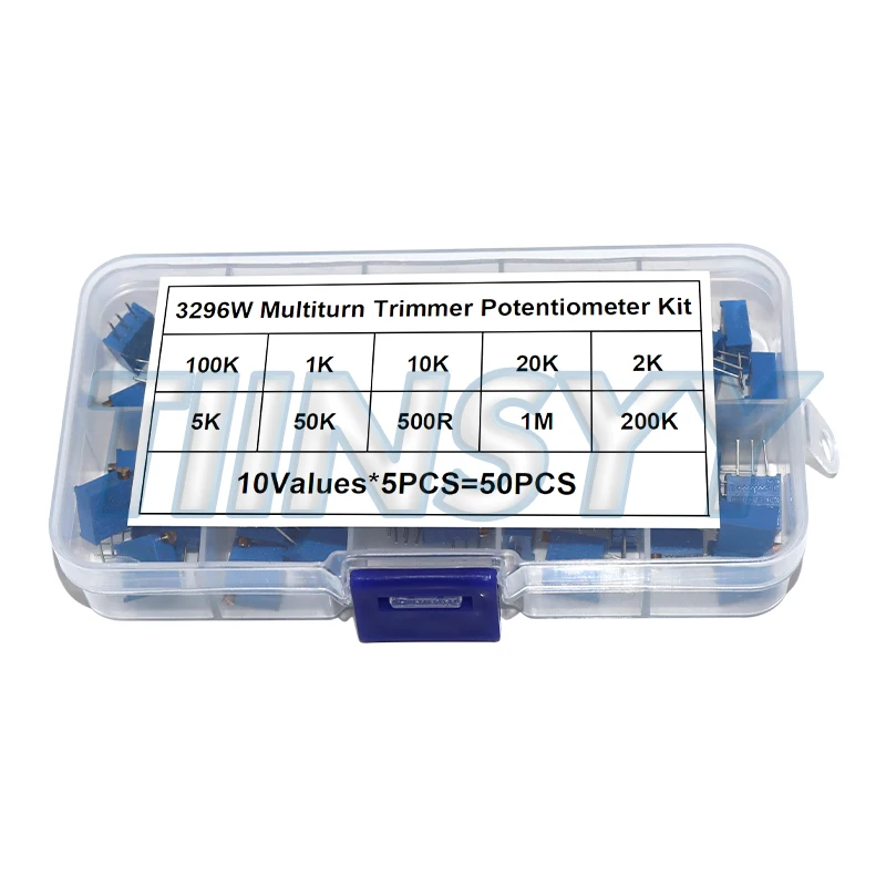 kit-de-potenciometros-trimmer-multivoltas-3296w-com-50-pecas-e-10-valores-em-caixa-para-ajuste-de-circuitos-de-precisao-e-projetos-diy-em-eletronica