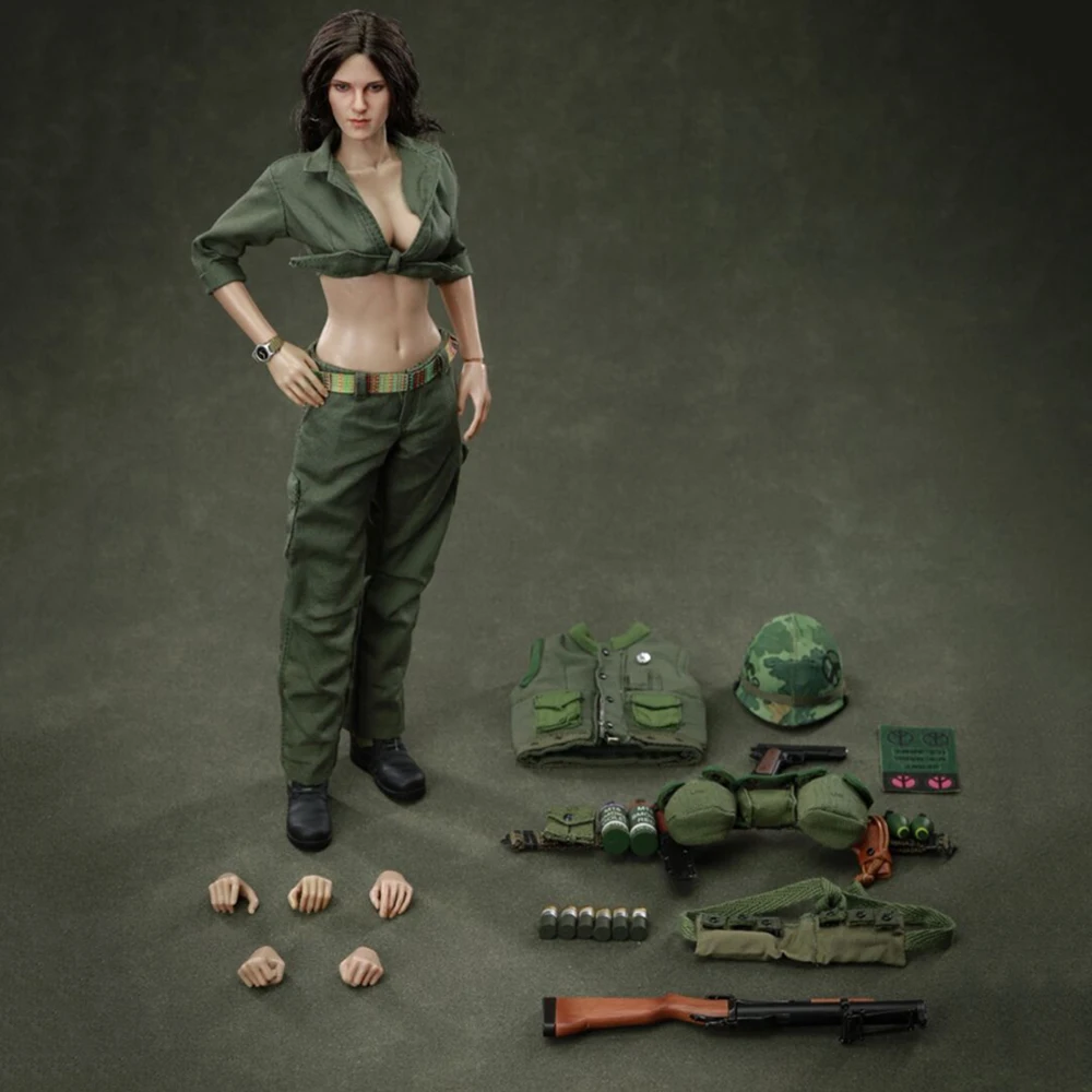 1/6 Bilancia Set Completo Da Collezione Soldato Femminile nella Guerra del Vietnam Uniforme Militare Squisita Testa Intaglio 12 "Action Figure Modello