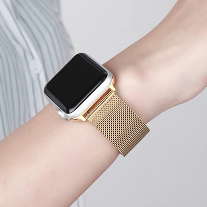 الفولاذ المقاوم للصدأ ميلان شبكة حزام ل سوار ساعة يد آبل 49 مللي متر 45 44 42 38 40 مللي متر سوار المعصم المعدني لسلسلة iWatch 9 8 7 6 5 4 3