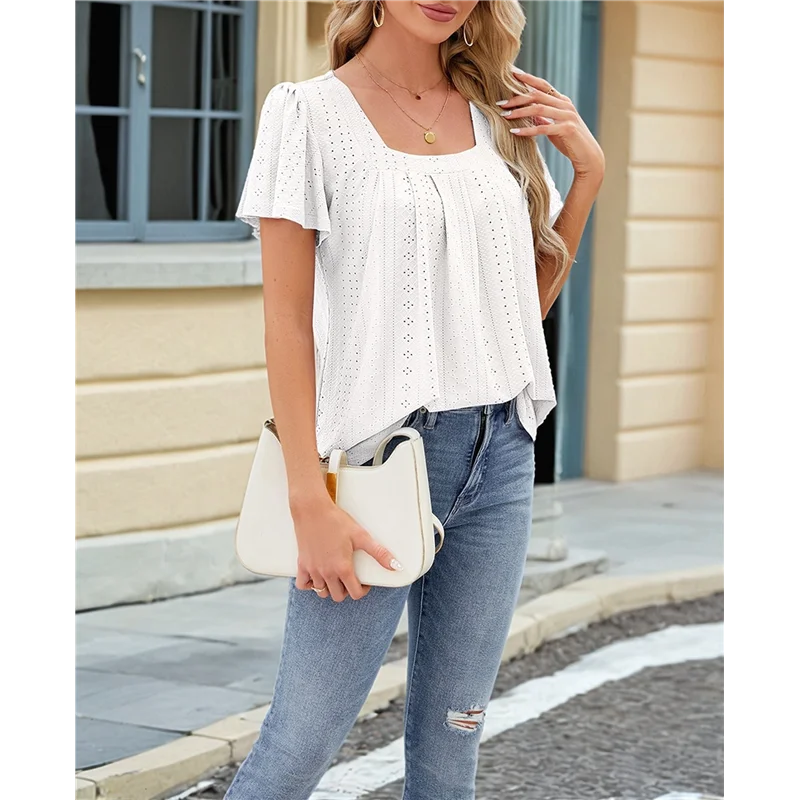 Women's Tunic Tops Loose Fit Short Sleeve Shirts Crew Neck Summer Casual Tops