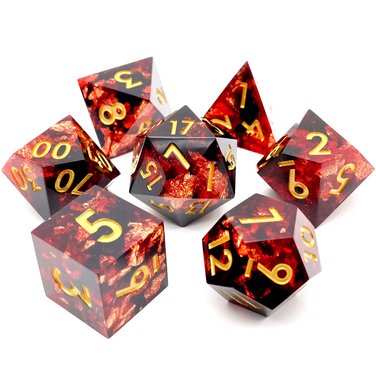 

Polyhedral Resin DND Dice Set Role Playing Table Game 7 Pieces Set DND Gift Board Games RPG Dice Sharp Edge Dice-Vengeful Spirit